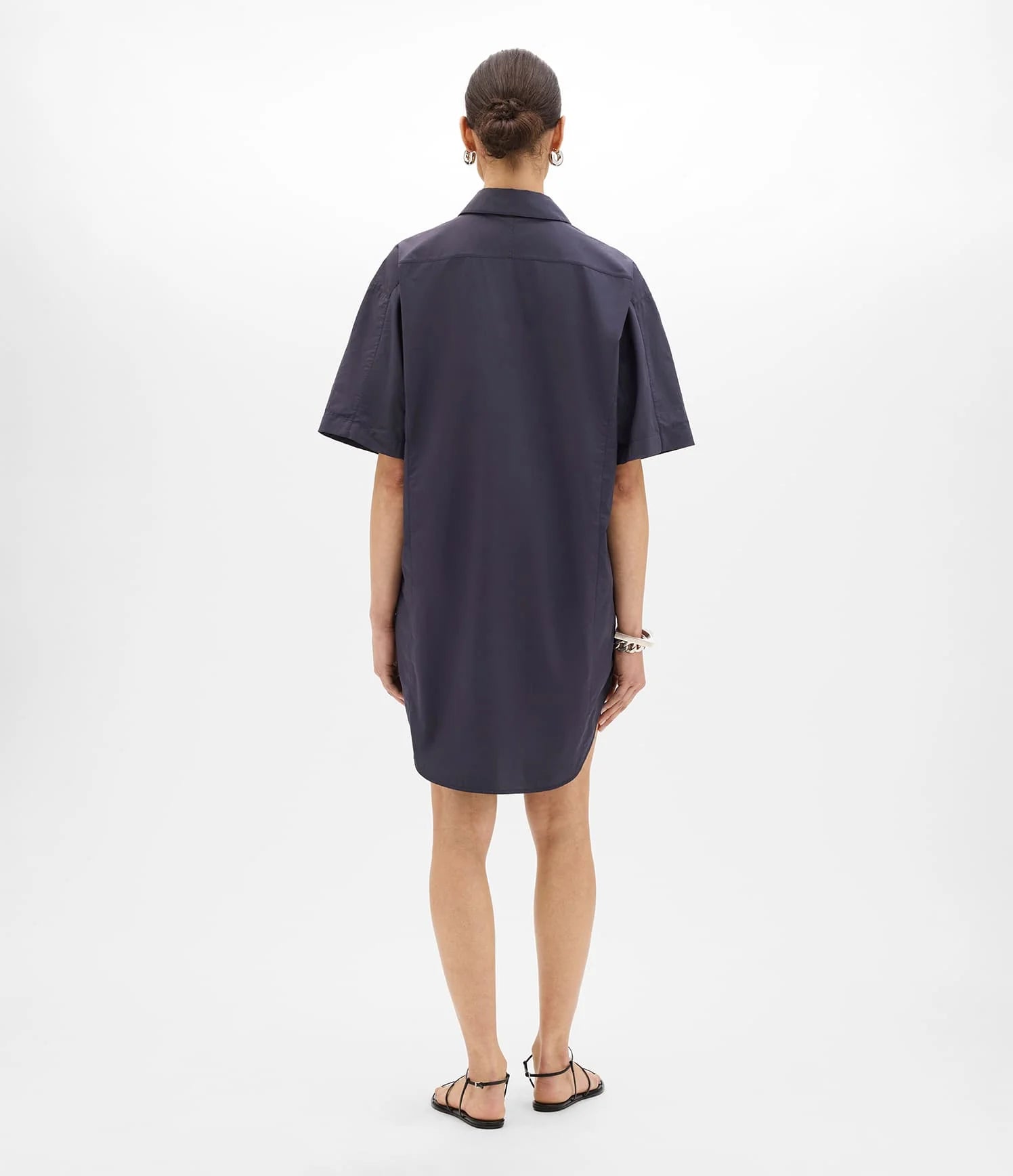 Another Tomorrow Women's Short Shirt Dress - Blue - Size M