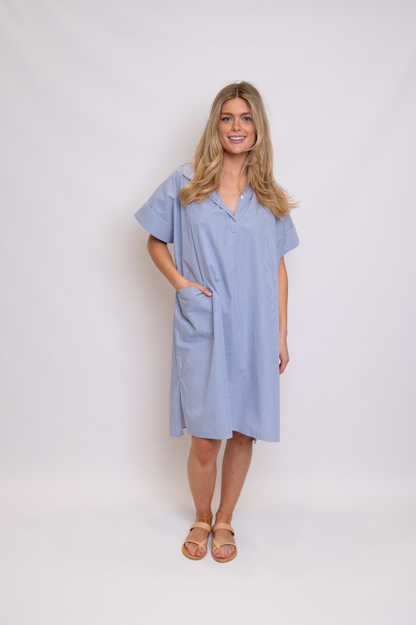 Wave Collar Shirt Dress
