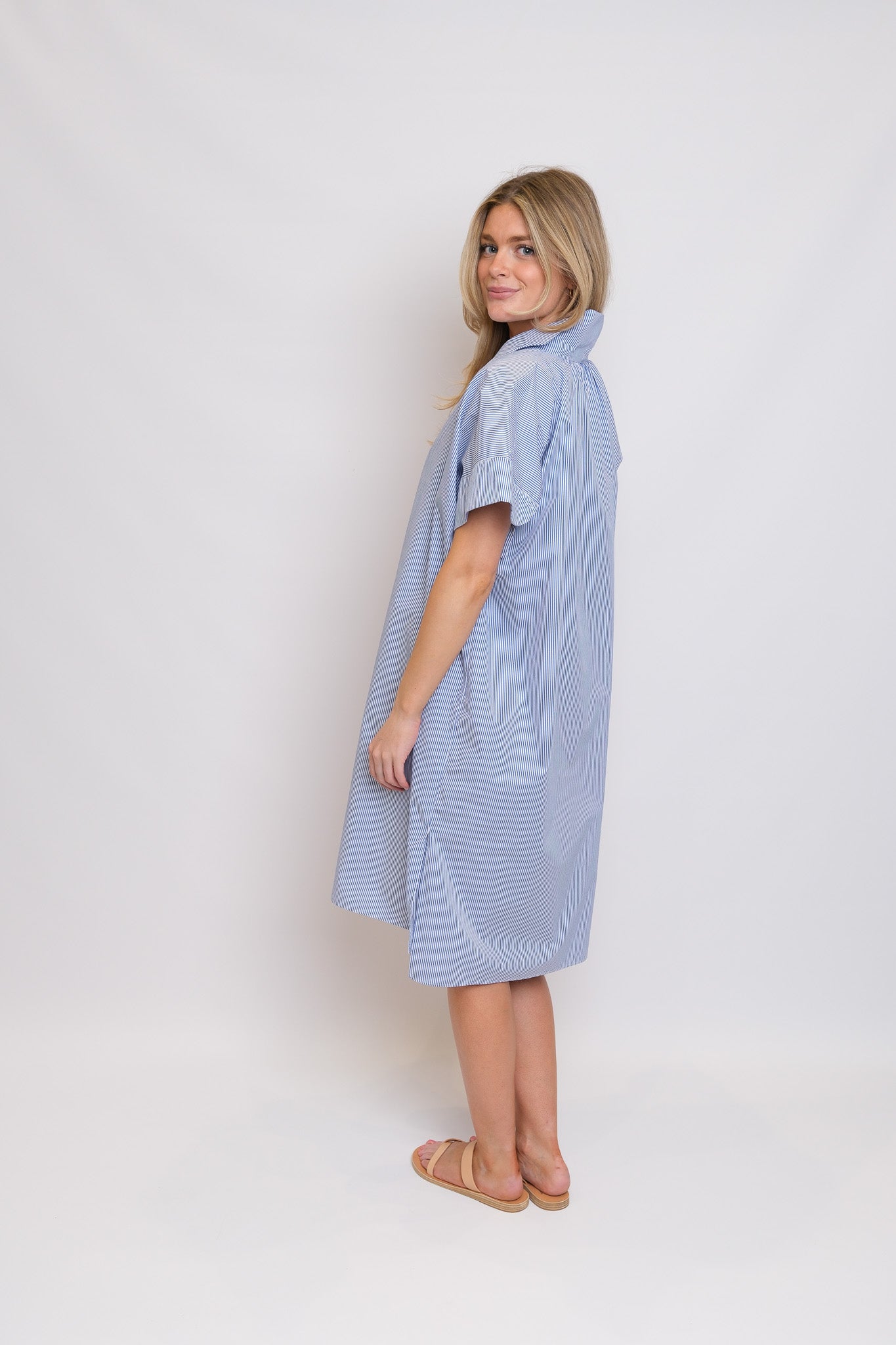 Wave Collar Shirt Dress